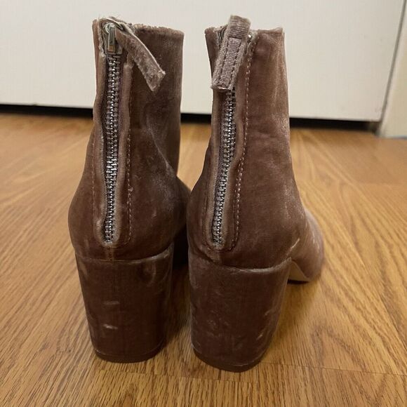 NWOB ZARA pink velvet square toe ankle heeled boots size 36 US 6 - Picture 2 of 7